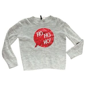 H&M Divided Flippy Sequin Christmas Festive Long Sleeve Sweater Grey Size Small